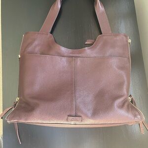Vince Camuto Elegant Brown Leather Tote Bag